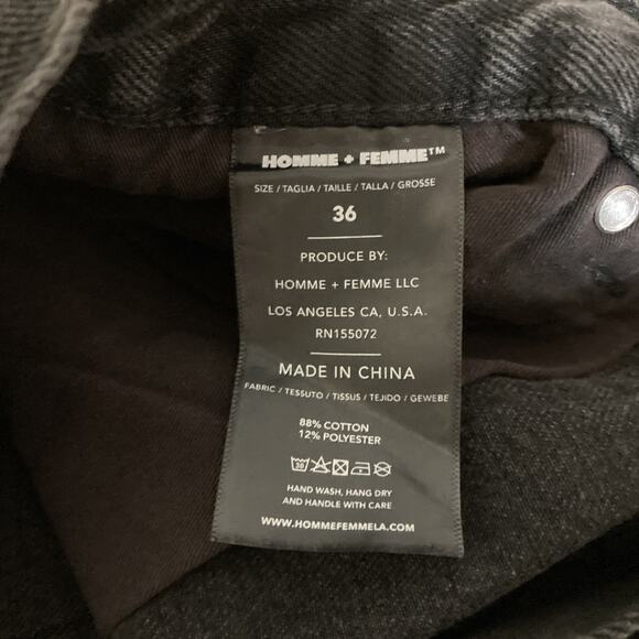 Homme Femme Baggy Jeans Men’s Sz 36 New Black Studded Denim 90s Y2 goth $215 - Picture 5 of 9